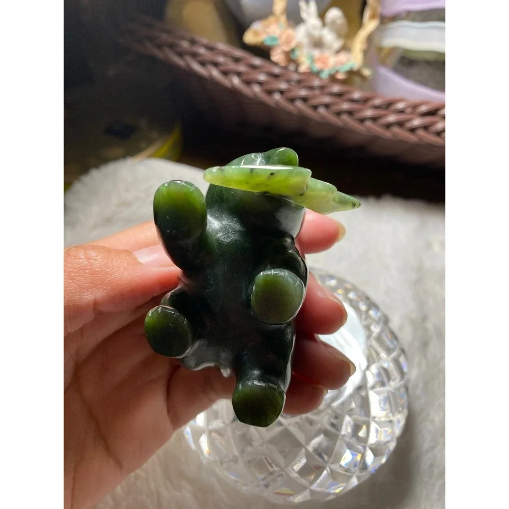 Elephant with a fish on‎ his mouth jade figurine